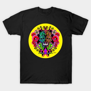 the tree of the life in ecopop catrina floral ornament in mexican folk codex T-Shirt